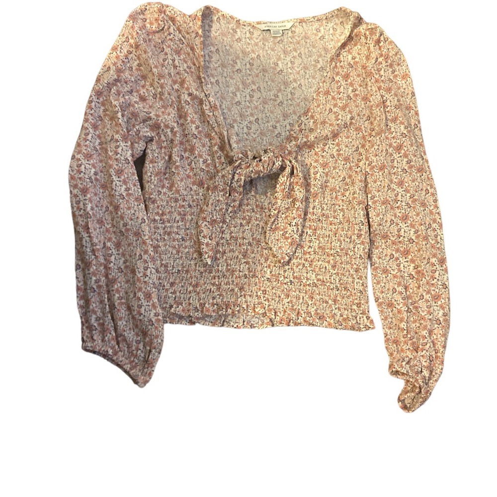 floral tie front blouse